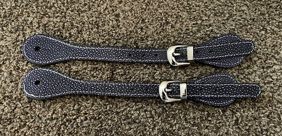 Purple, straight, leather spur straps with 5/8